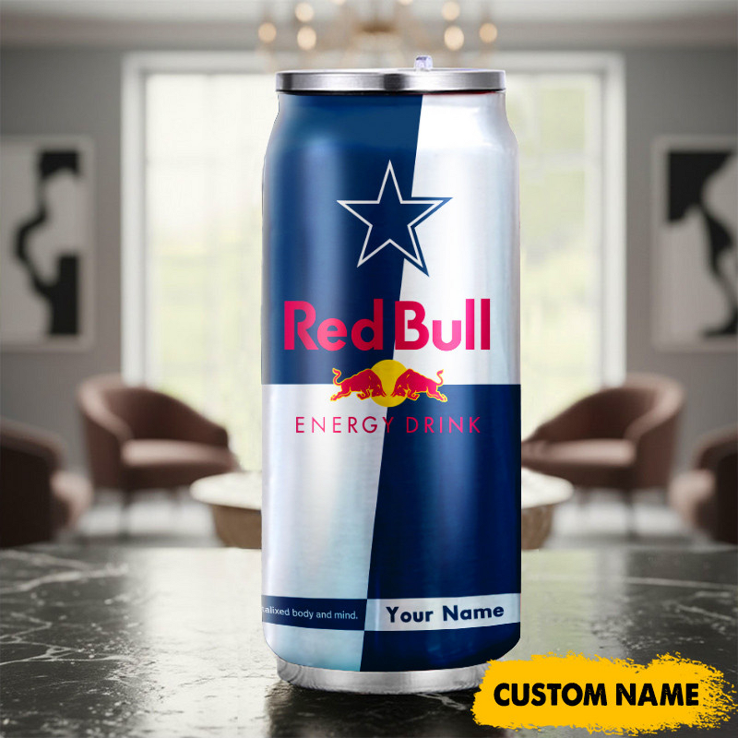 DAL x NFL Mix RedB Drink Can Tumbler Custom Any Name DATND TANTD