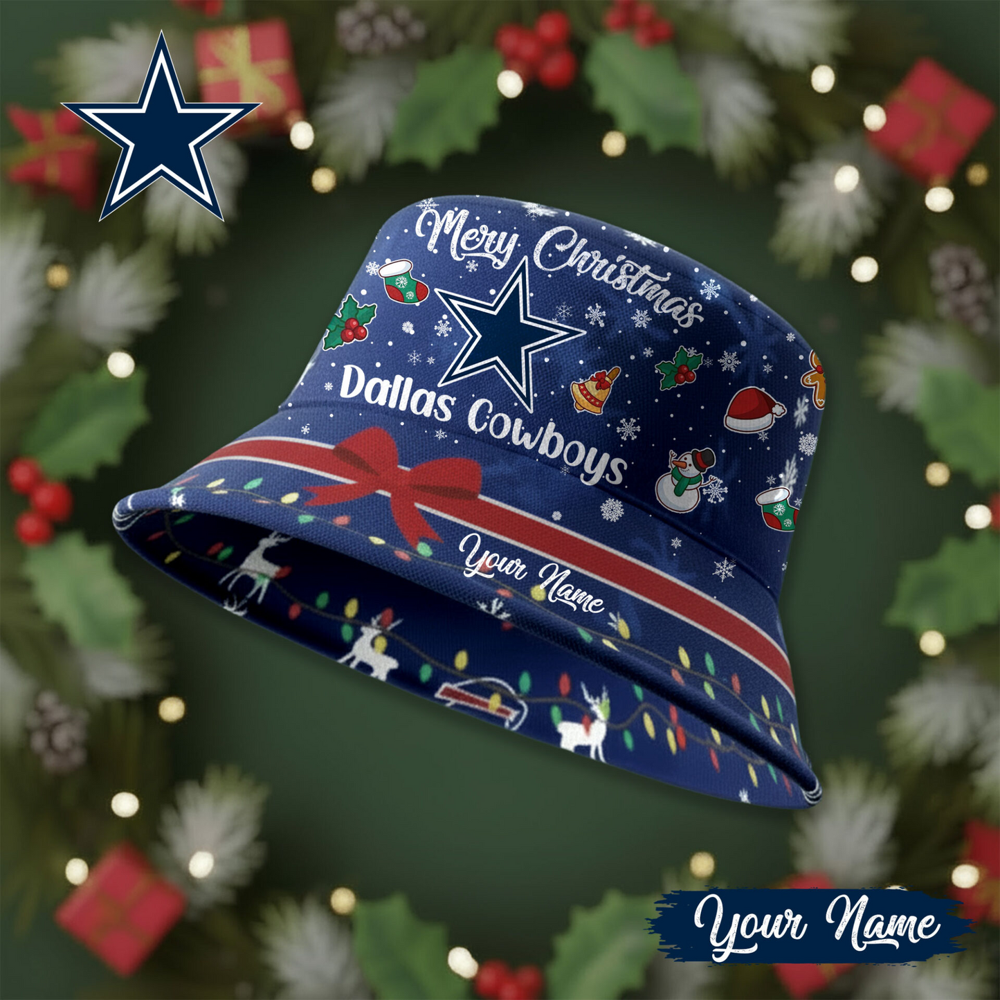 DC Premium NFL Merry Christmas Bucket Hat DDT CTND