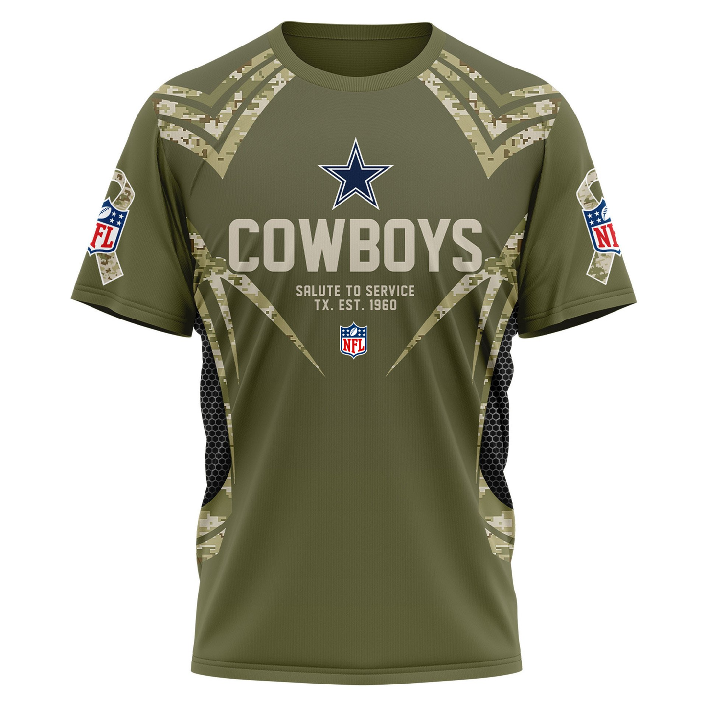 DC Premium NFL Salute to Service Camo 3D Shirt DDT CTND