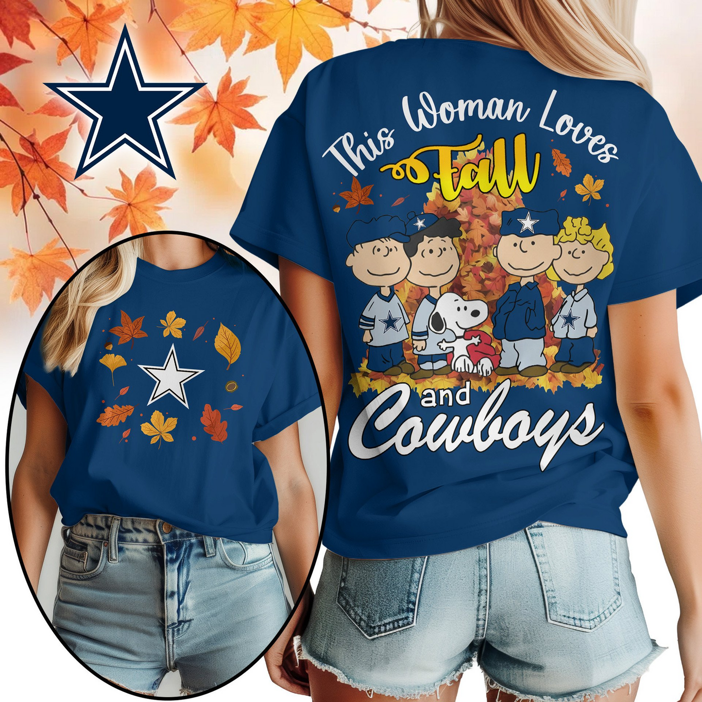 DC Premium NFL This Woman loves fall 3D Shirt DDT CTND