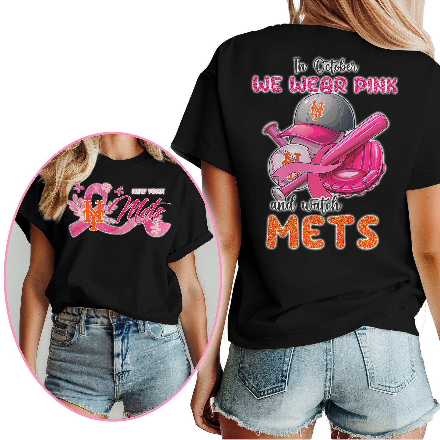 In October We Wear Pink And Watch MLB NYM Shirt DDT NTL