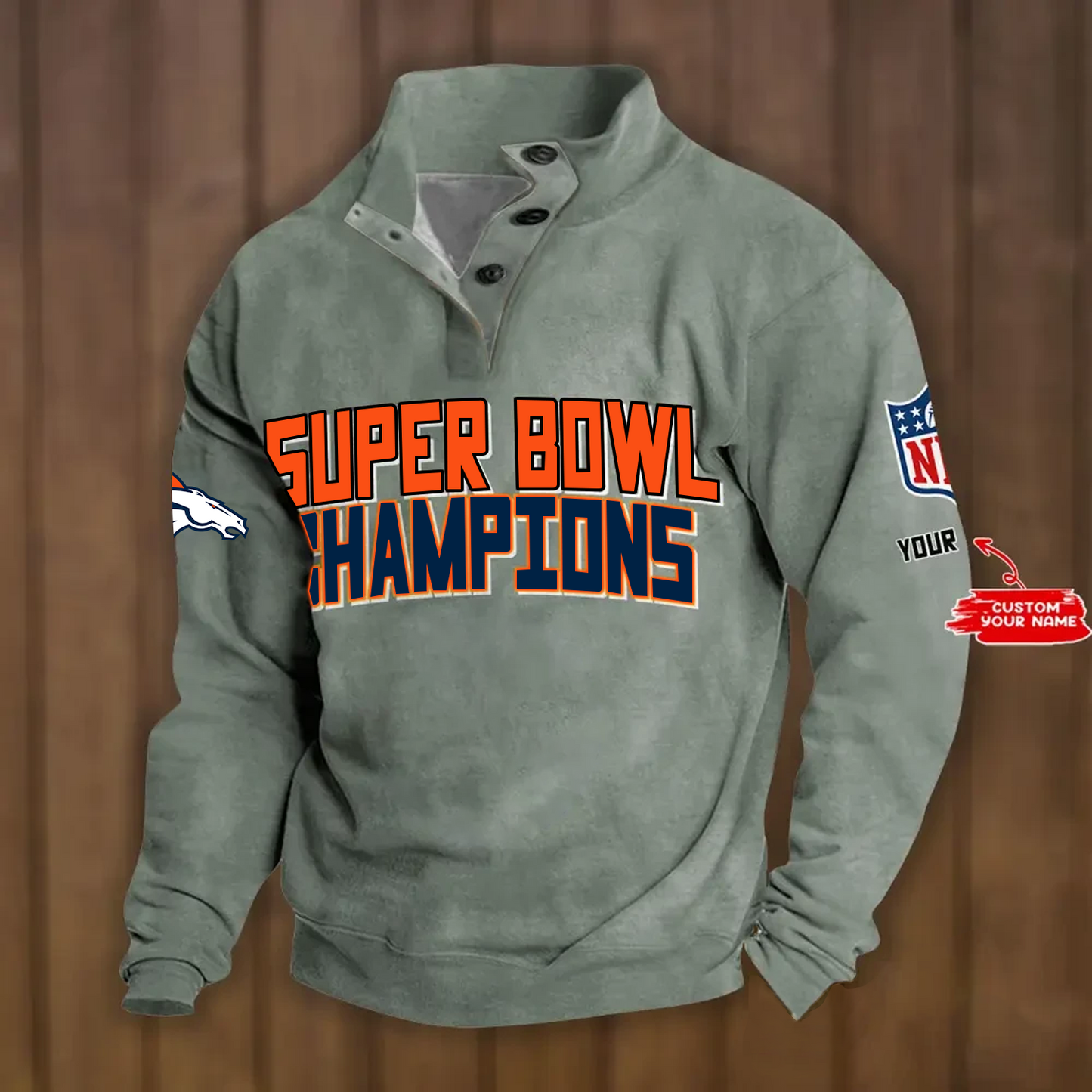 DEN x NFL Double Breasted Stand Collar Hoodies DATND TANTD