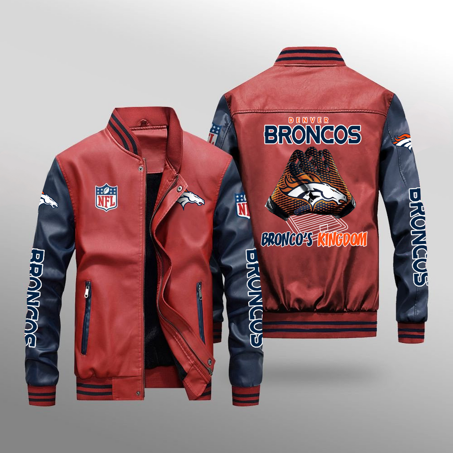 DEN x NFL Leather Bomber Jacket DATND TANTD