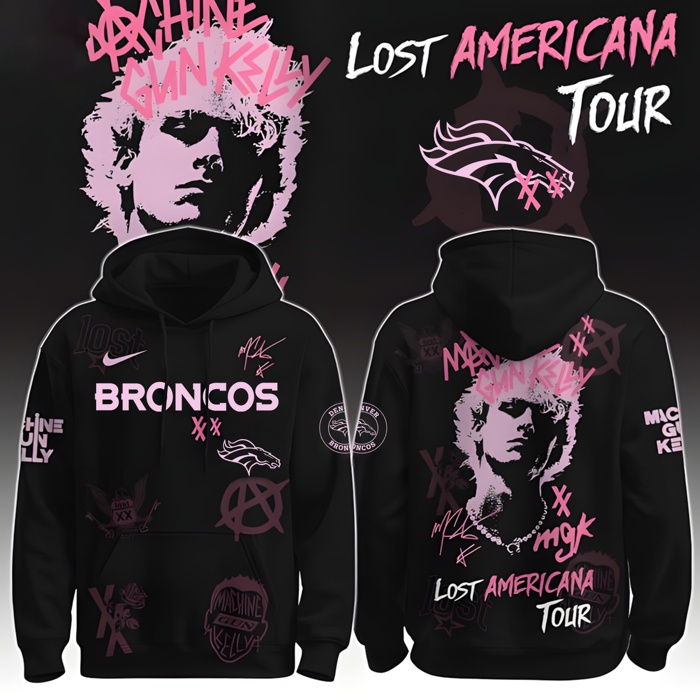 DEN X NFL MGK Lost Americana Tour 2025 Machine Gun Kelly Hoodie T-Shirt NAK THUONGNH