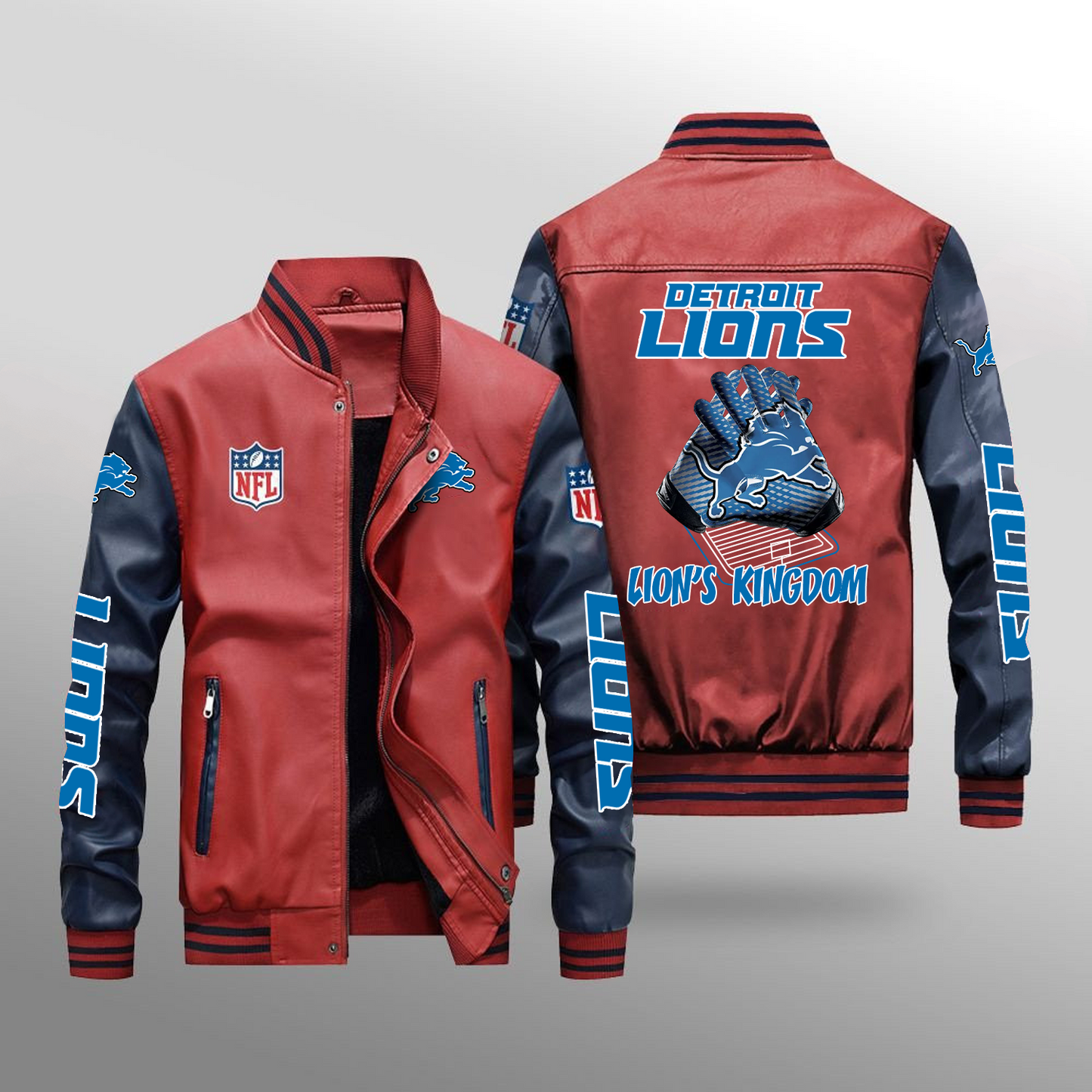 DET x NFL Leather Bomber Jacket DATND TANTD