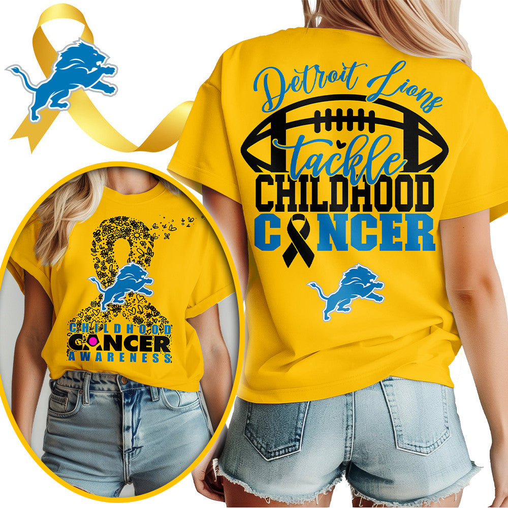 DET X NFL Premium Childhood Cancer Awareness Month 3D Shirt DatND ThuongNH