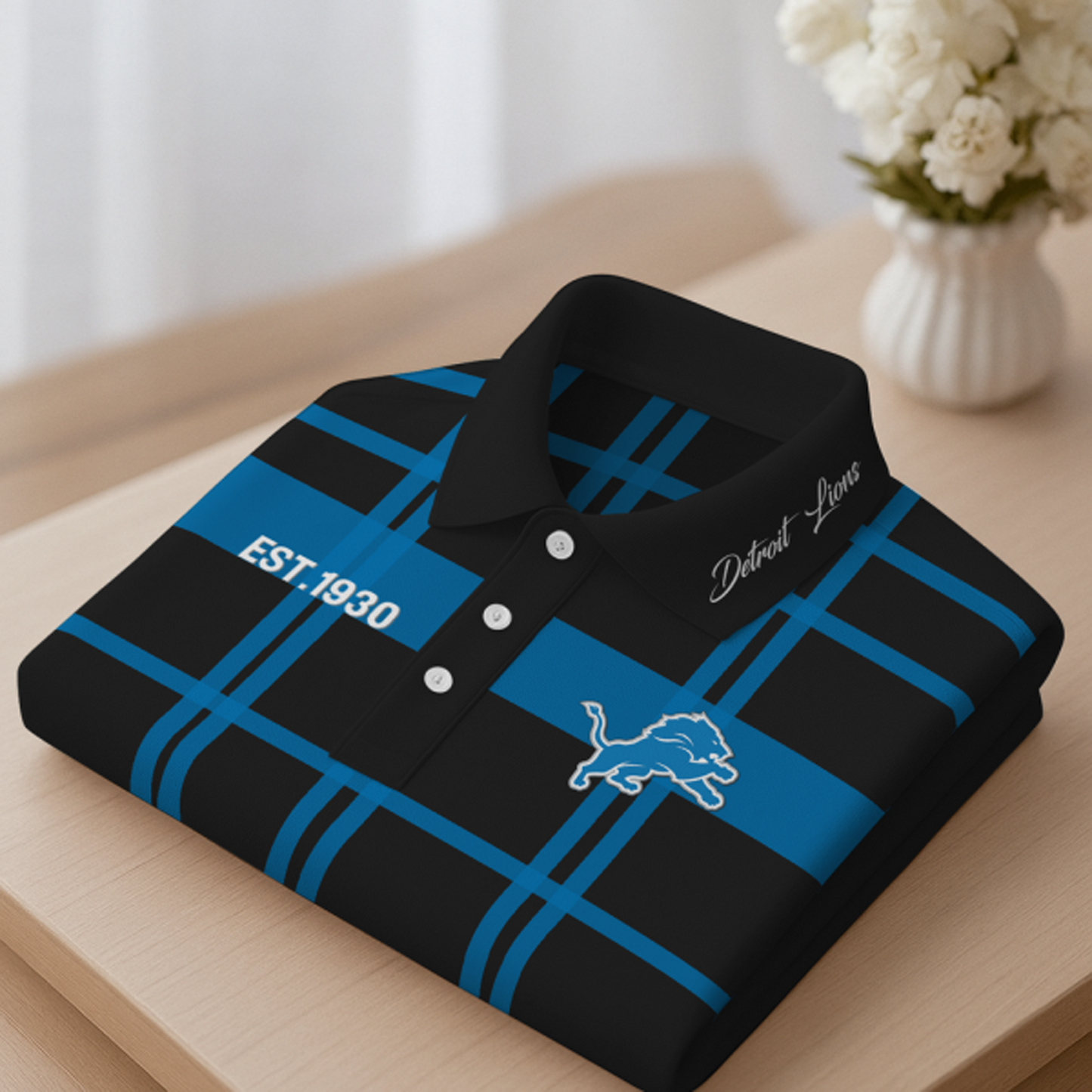 DET X Premium NFL New Polo Long Sleeve V1 NAK NHT