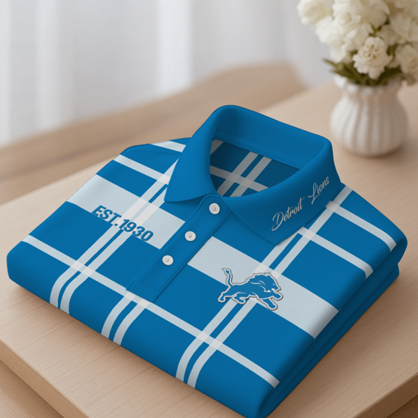 DET X Premium NFL New Polo Long Sleeve V1 NAK NHT