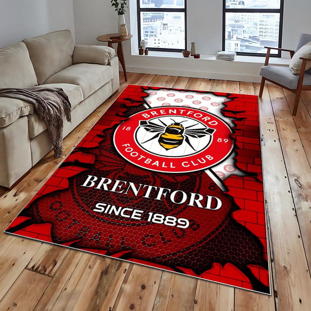 EPL x Brentford Broken Brick Multi Logo Carpet Rug V1 NAK