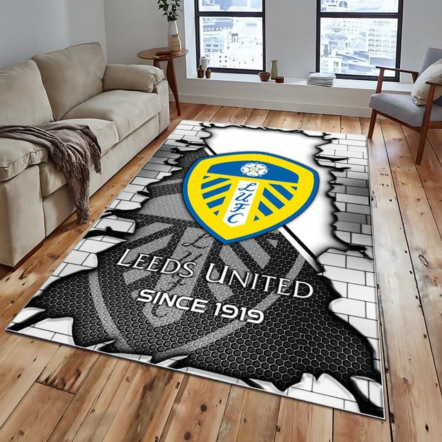 EPL x LEEDS Broken Brick Multi Logo Carpet Rug V1 NAK