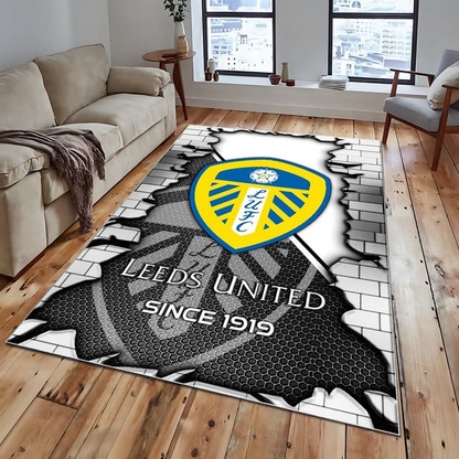 EPL x LEEDS Broken Brick Multi Logo Carpet Rug V1 NAK