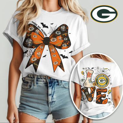 GB x NFL Halloween Bow 3D Shirt 0409 DatND DVT