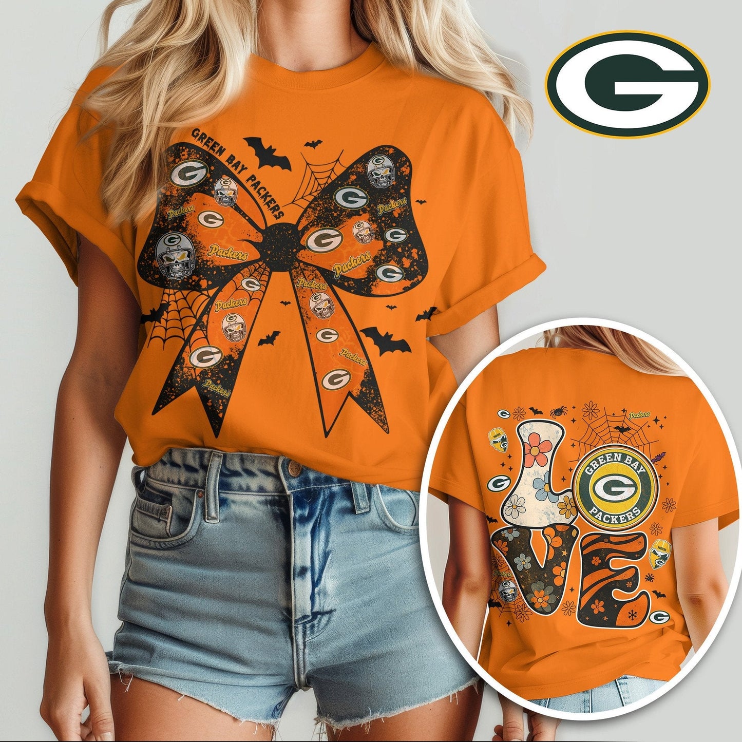 GB x NFL Halloween Bow 3D Shirt 0409 DatND DVT