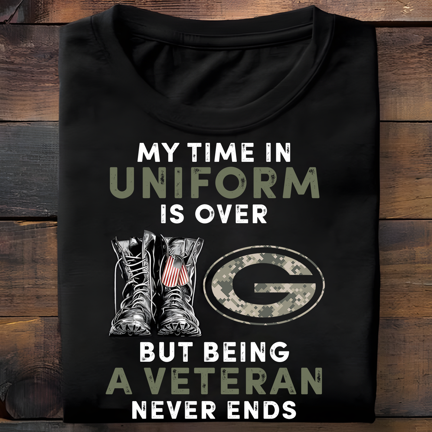 GB x NFL My Time In Uniform Is Over But Being A Veteran Never Ends 2D Shirt DatND ThuongNH