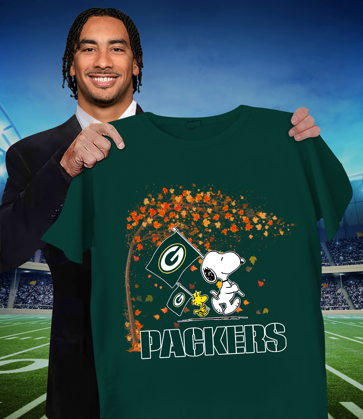 GB x NFL Snoopy and Woodstock Happy Autumn 2D Shirt DatND ThuongNH