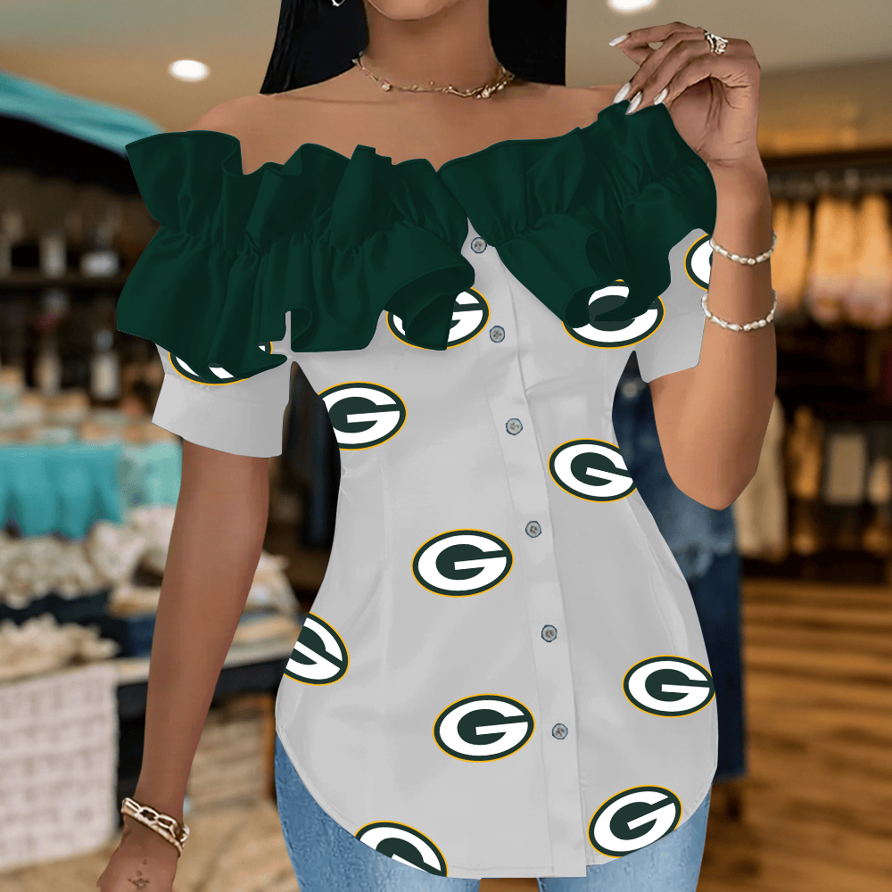 GBP Premium NFL Women Ruffle Off-Shoulder Blouse DDT CTND