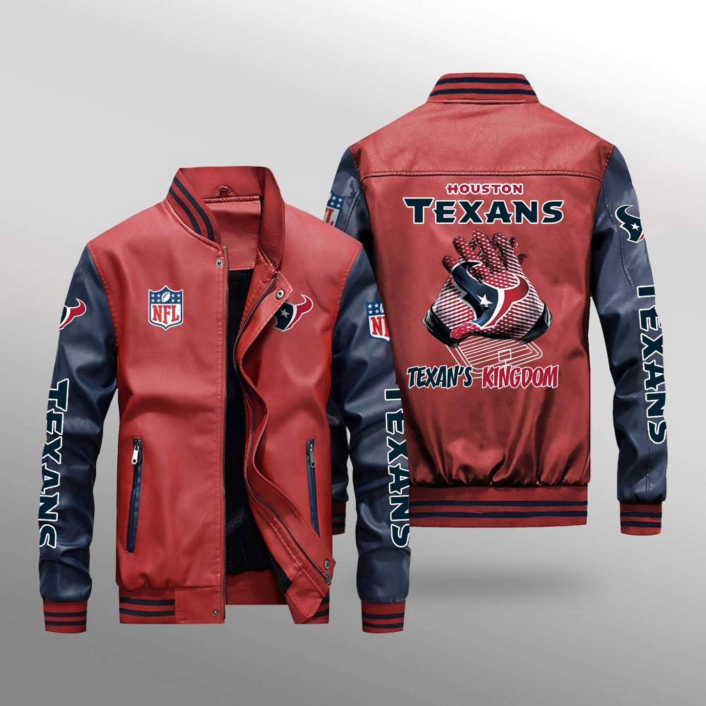 HOU x NFL Leather Bomber Jacket DATND TANTD