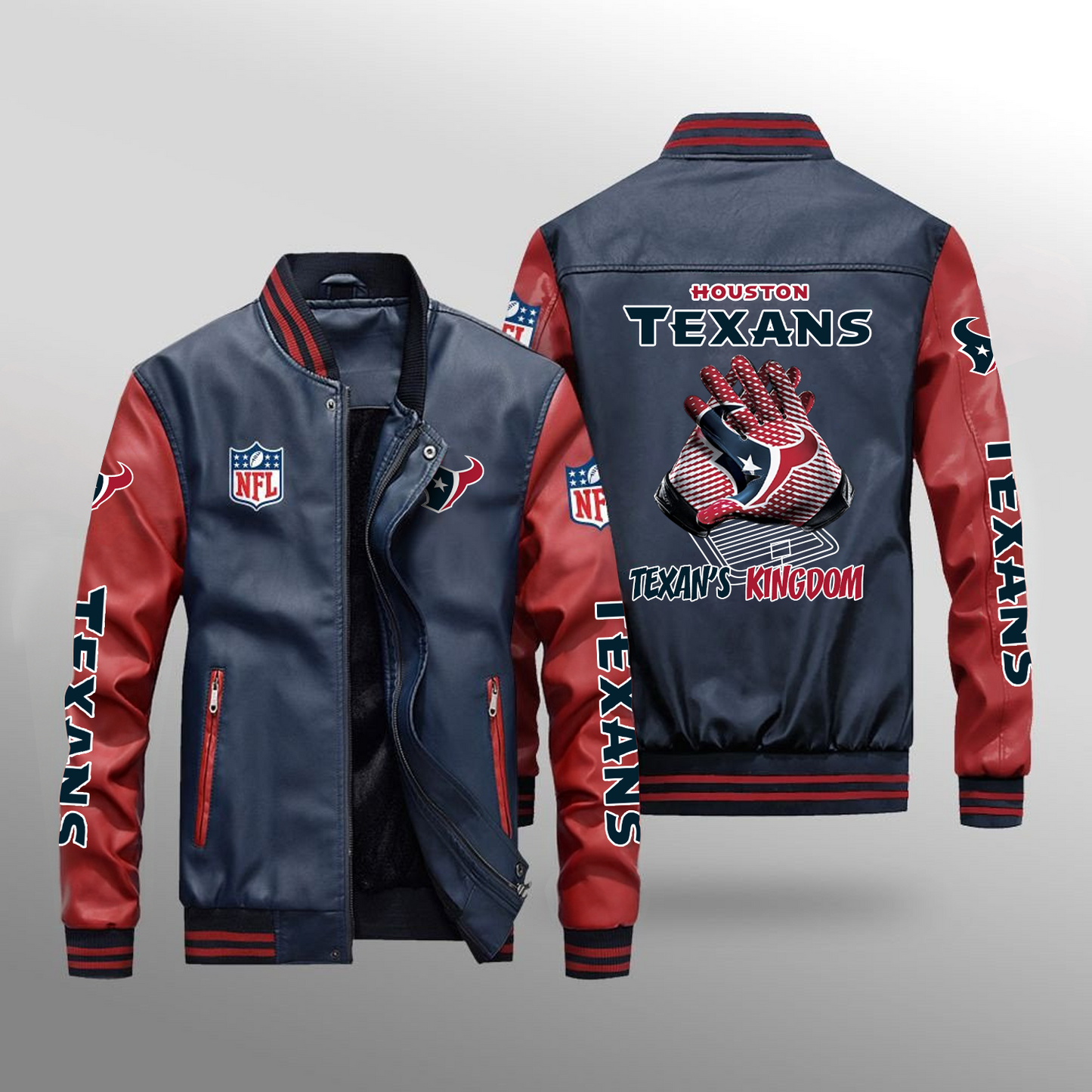 HOU x NFL Leather Bomber Jacket DATND TANTD