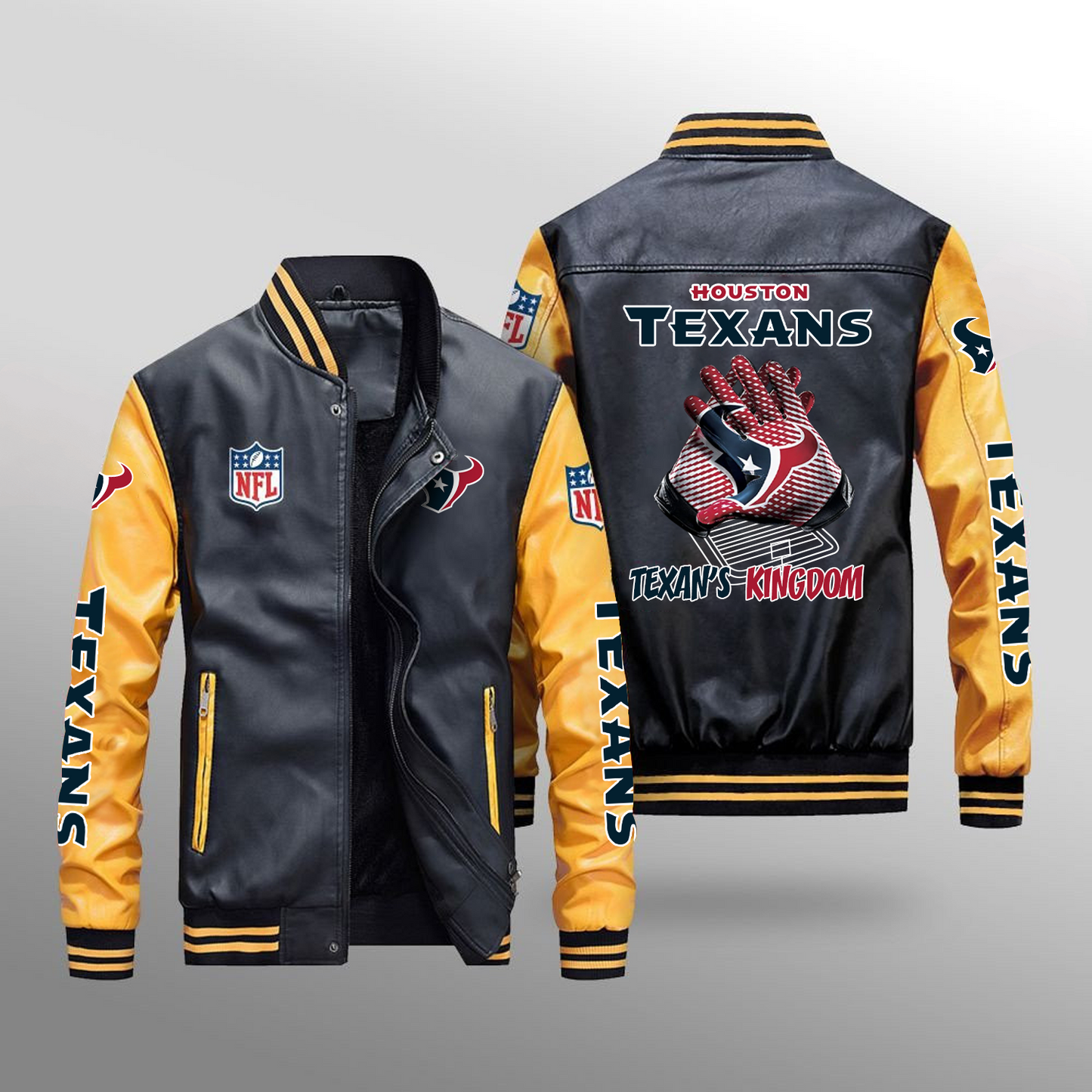HOU x NFL Leather Bomber Jacket DATND TANTD
