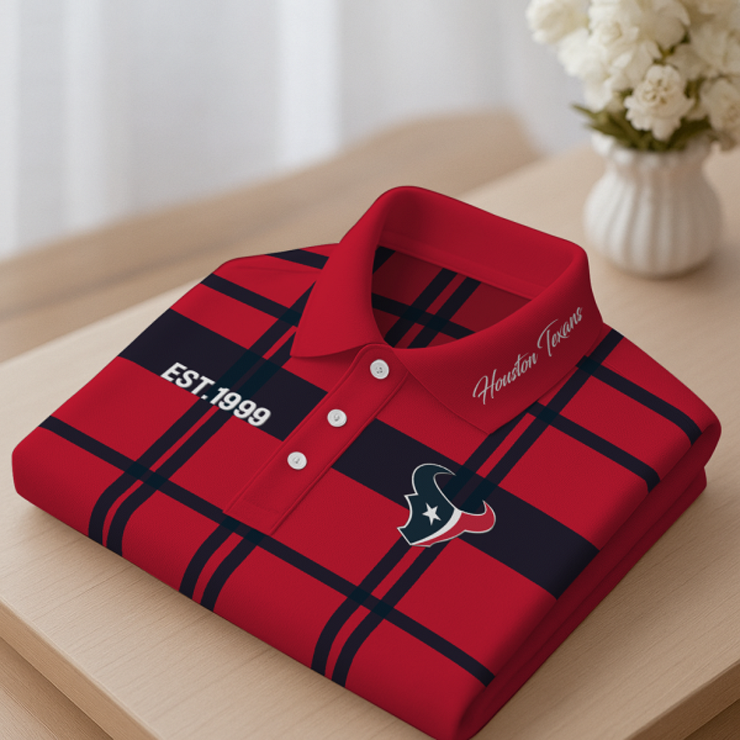 HOU X Premium NFL New Polo Long Sleeve V1 NAK NHT