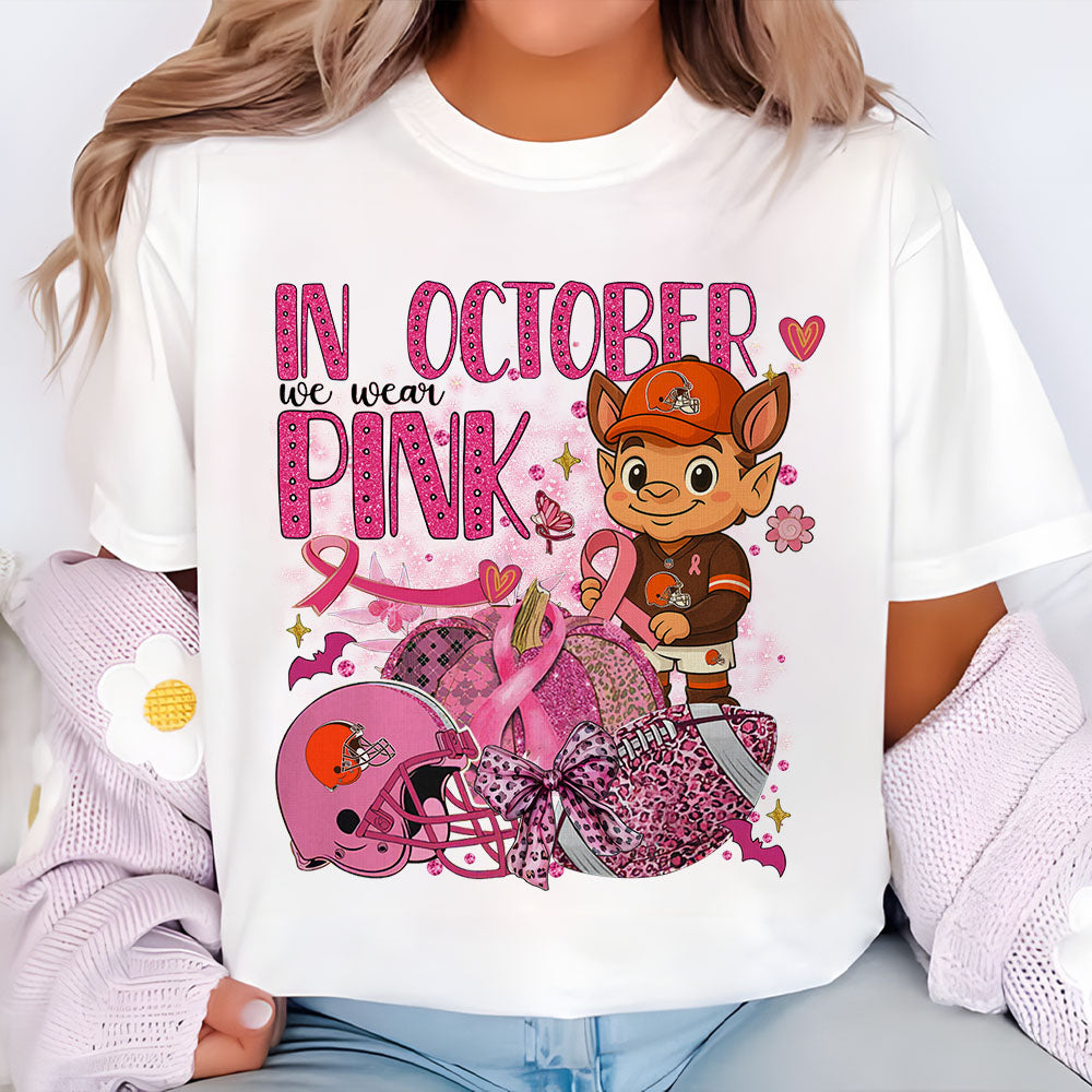 In October We Are Pink NFL CLE 2D Shirt DatND DVT
