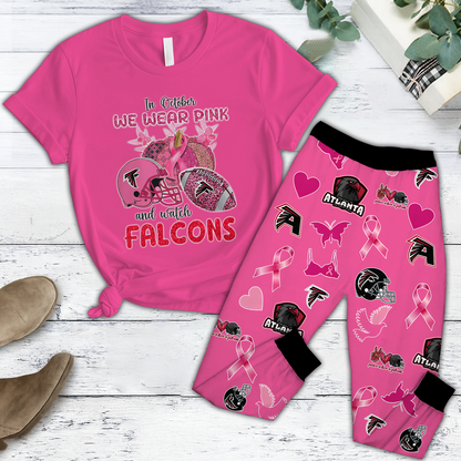 In October We Wear Pink And Watch ATL NFL Pajamas Set DatND DVT