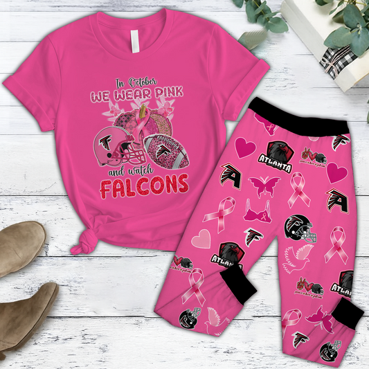 In October We Wear Pink And Watch ATL NFL Pajamas Set DatND DVT