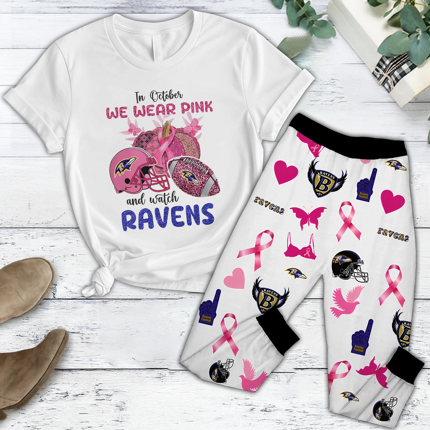 In October We Wear Pink And Watch BAL NFL Pajamas Set DatND DVT