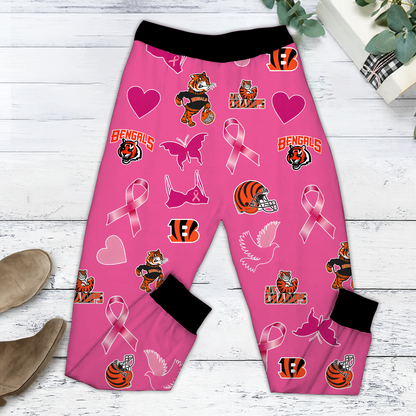 In October We Wear Pink And Watch CIN NFL Pajamas Set DatND DVT