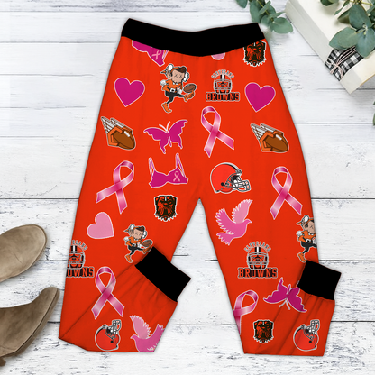 In October We Wear Pink And Watch CLE NFL Pajamas Set DatND DVT