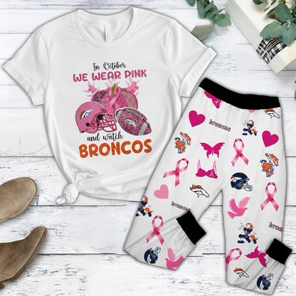 In October We Wear Pink And Watch DEN NFL Pajamas Set DatND DVT