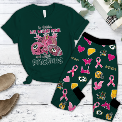 In October We Wear Pink And Watch GB NFL Pajamas Set DatND DVT