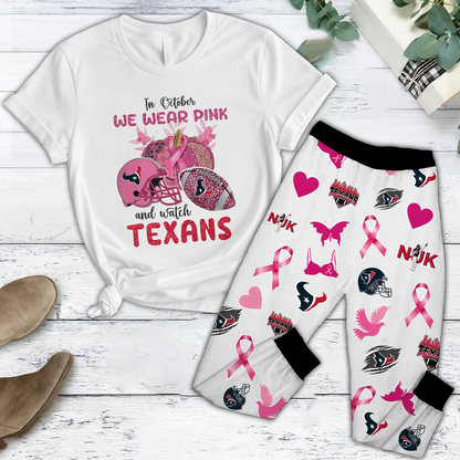 In October We Wear Pink And Watch HOU NFL Pajamas Set DatND DVT