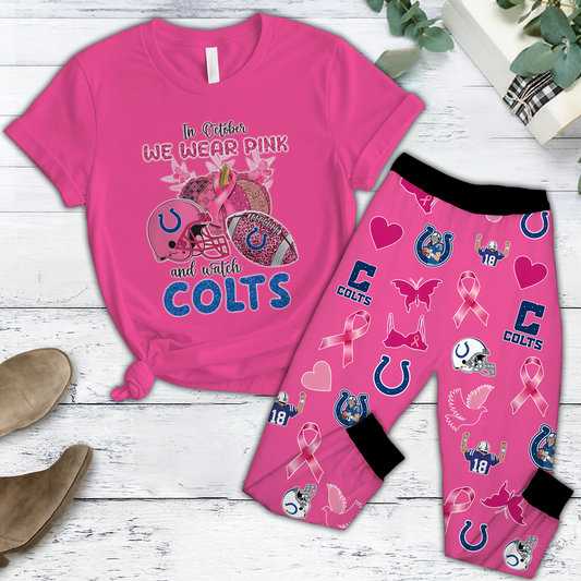 In October We Wear Pink And Watch IND NFL Pajamas Set DatND DVT