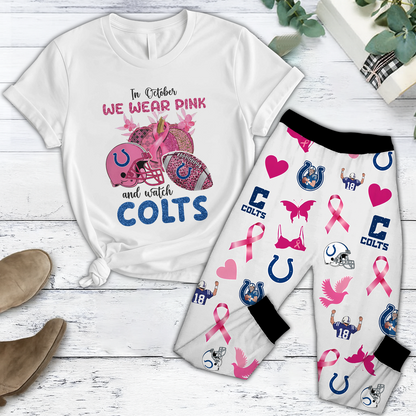 In October We Wear Pink And Watch IND NFL Pajamas Set DatND DVT