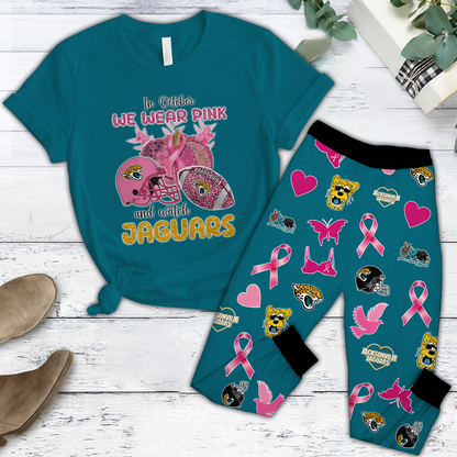 In October We Wear Pink And Watch JAC NFL Pajamas Set DatND DVT