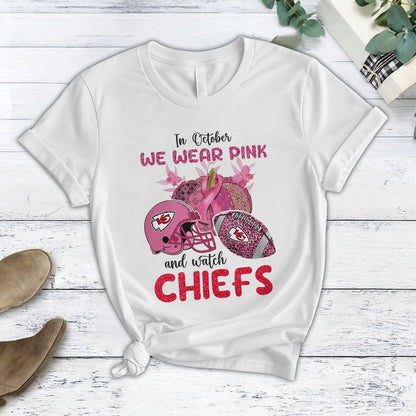 In October We Wear Pink And Watch KC NFL Pajamas Set DatND DVT