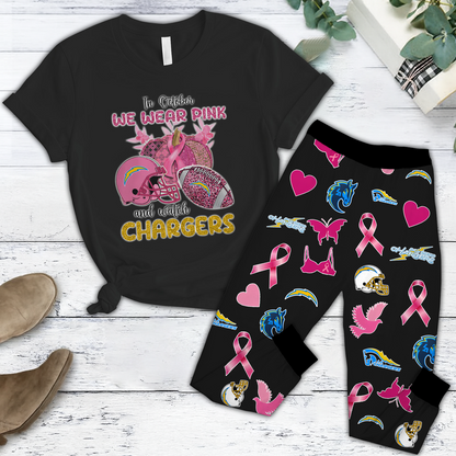 In October We Wear Pink And Watch LAC NFL Pajamas Set DatND DVT