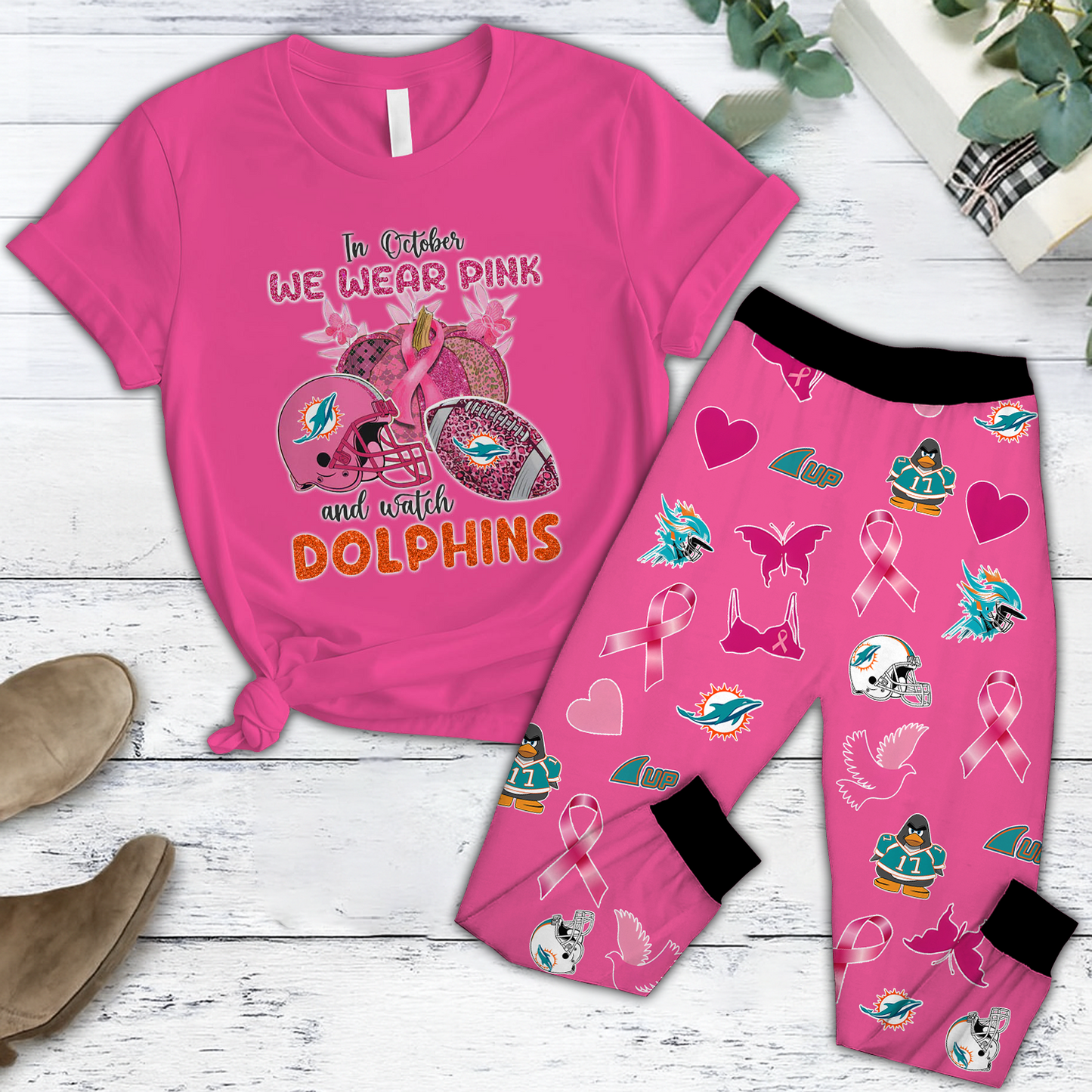 In October We Wear Pink And Watch MIA NFL Pajamas Set DatND DVT