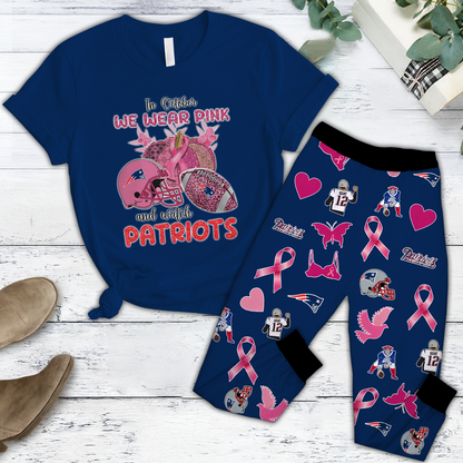 In October We Wear Pink And Watch NE NFL Pajamas Set DatND DVT