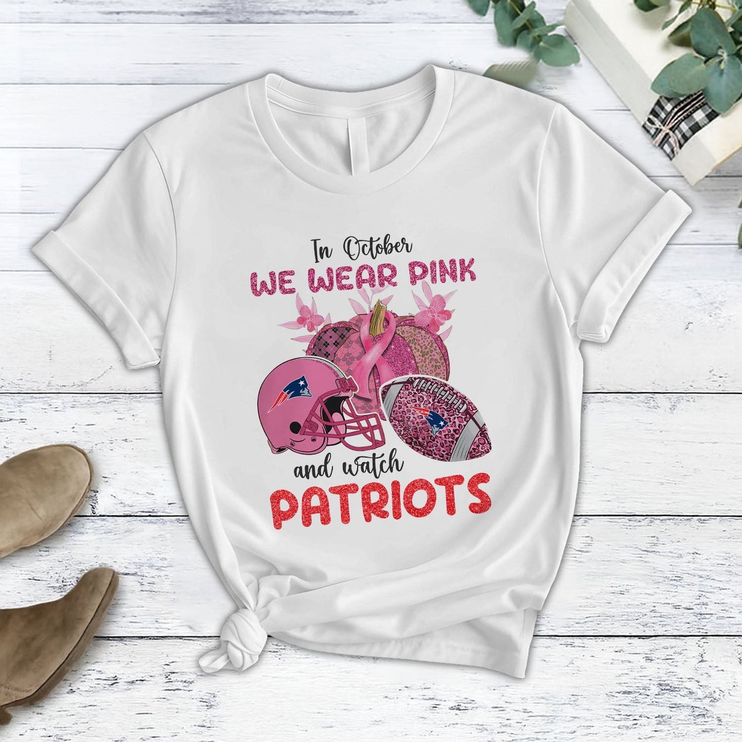 In October We Wear Pink And Watch NE NFL Pajamas Set DatND DVT
