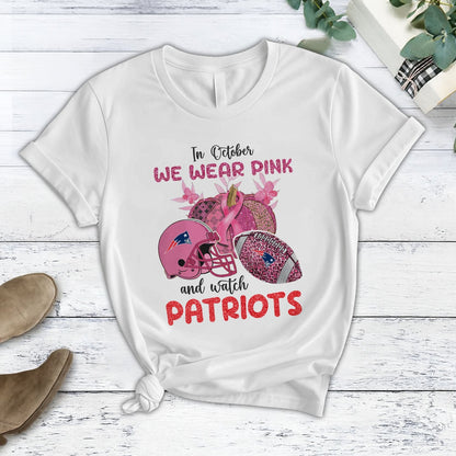 In October We Wear Pink And Watch NE NFL Pajamas Set DatND DVT