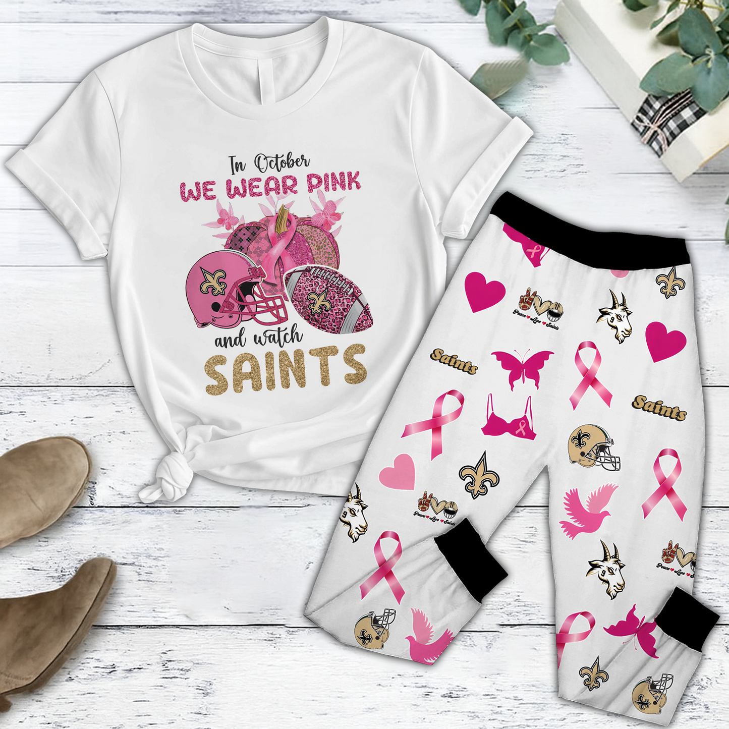 In October We Wear Pink And Watch NO NFL Pajamas Set DatND DVT