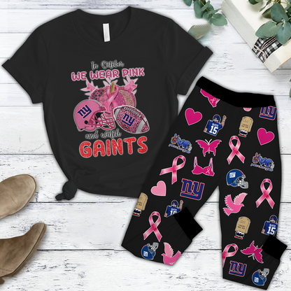 In October We Wear Pink And Watch NYG NFL Pajamas Set DatND DVT