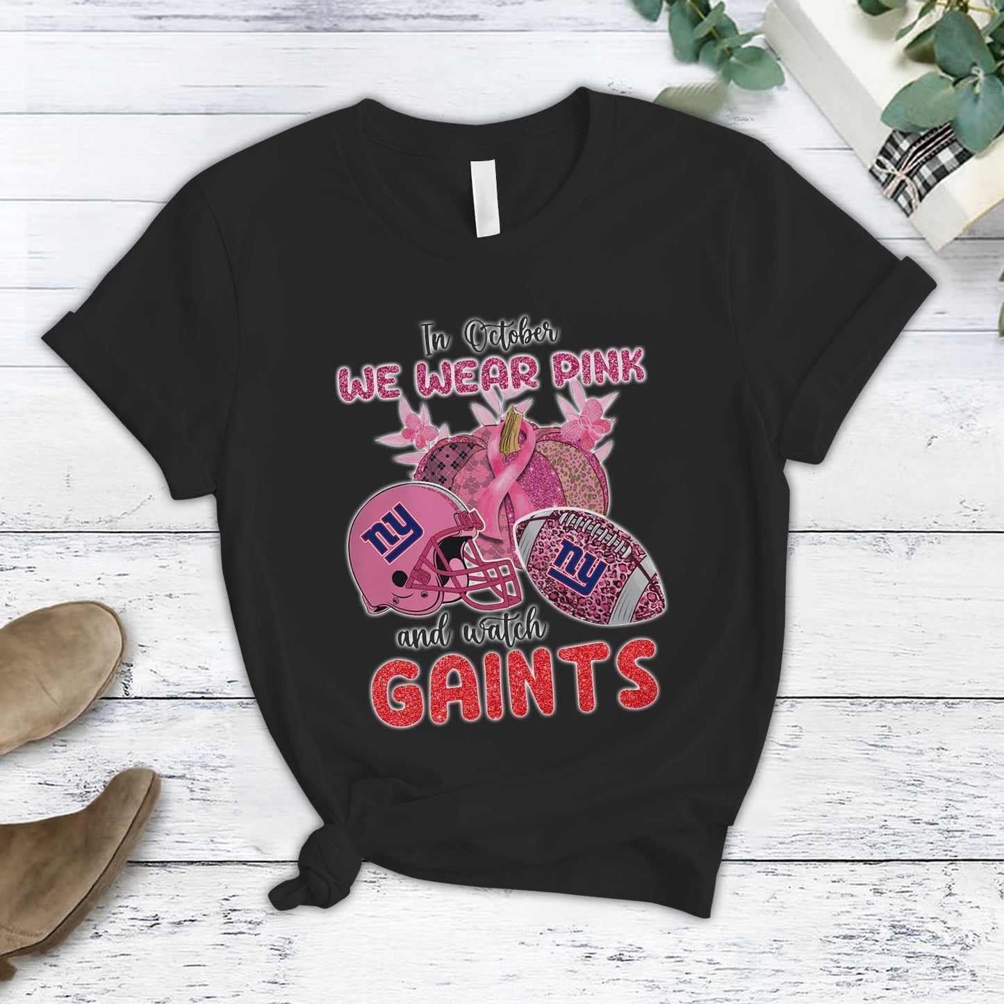 In October We Wear Pink And Watch NYG NFL Pajamas Set DatND DVT
