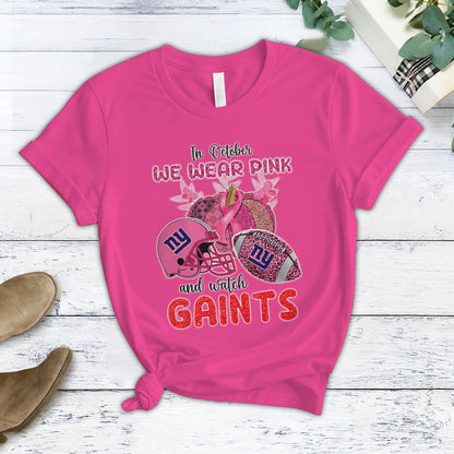 In October We Wear Pink And Watch NYG NFL Pajamas Set DatND DVT