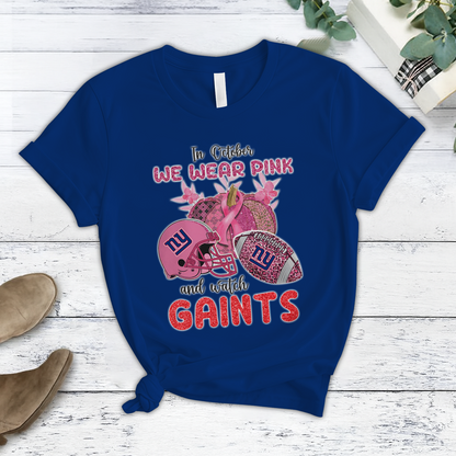 In October We Wear Pink And Watch NYG NFL Pajamas Set DatND DVT