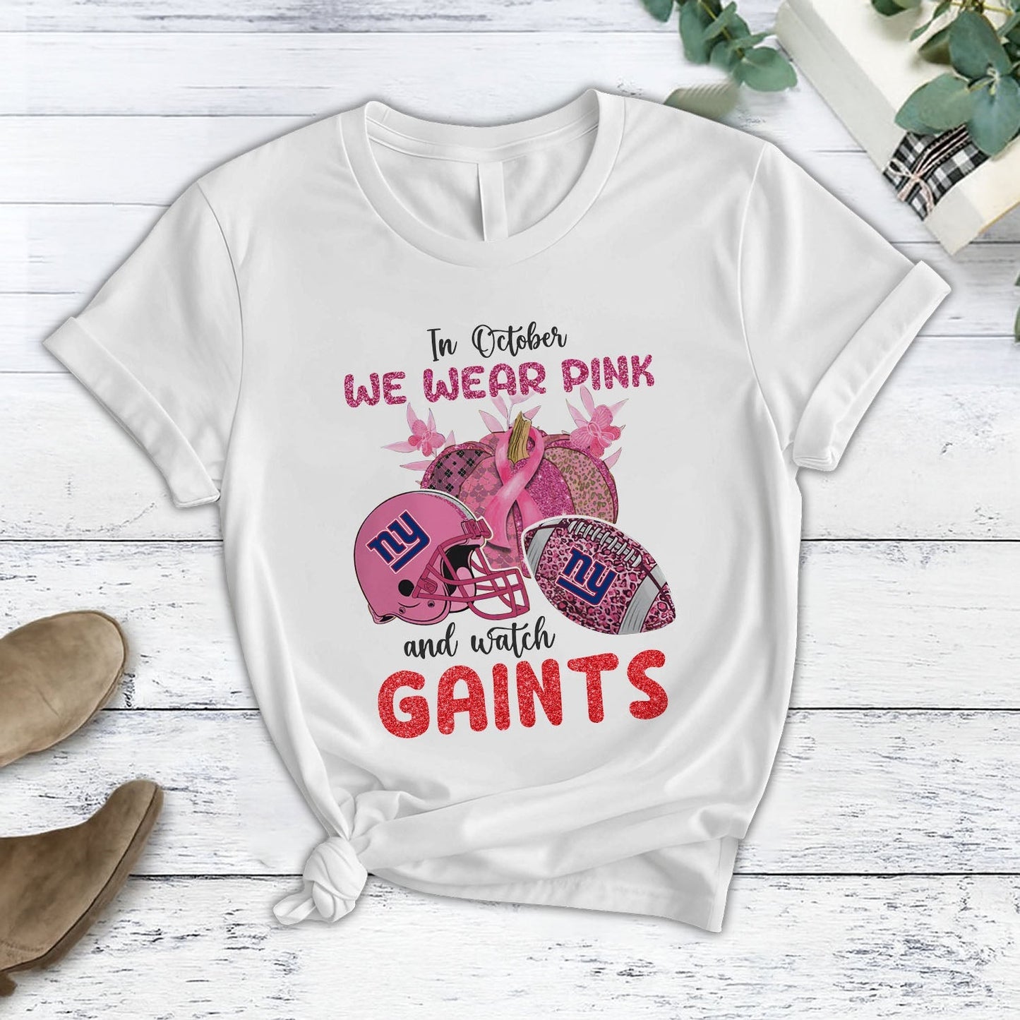 In October We Wear Pink And Watch NYG NFL Pajamas Set DatND DVT