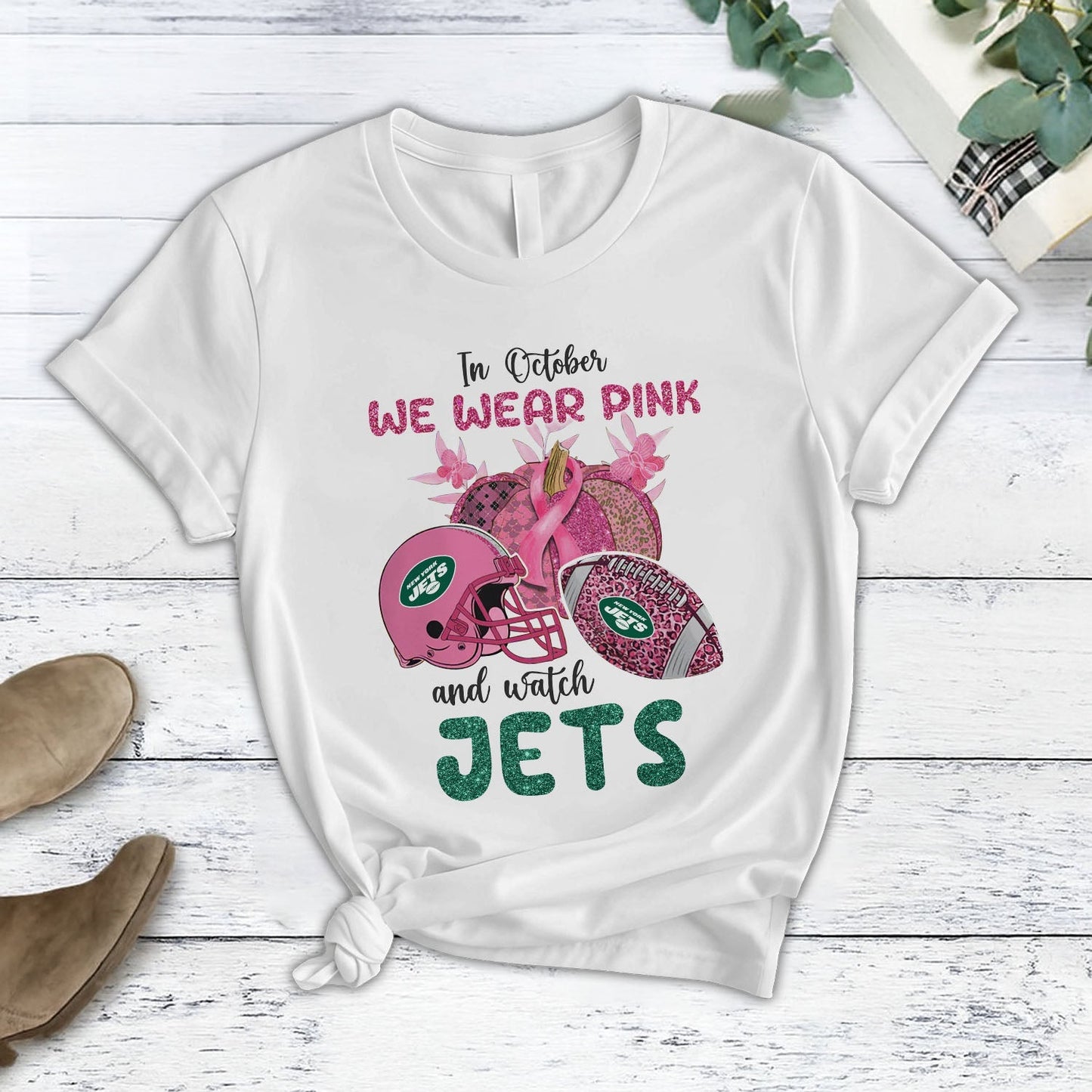 In October We Wear Pink And Watch NYJ NFL Pajamas Set DatND DVT