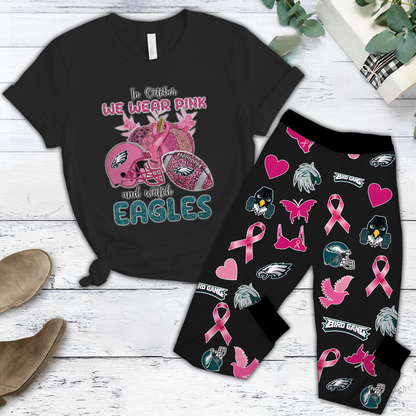 In October We Wear Pink And Watch PHI NFL Pajamas Set DatND DVT